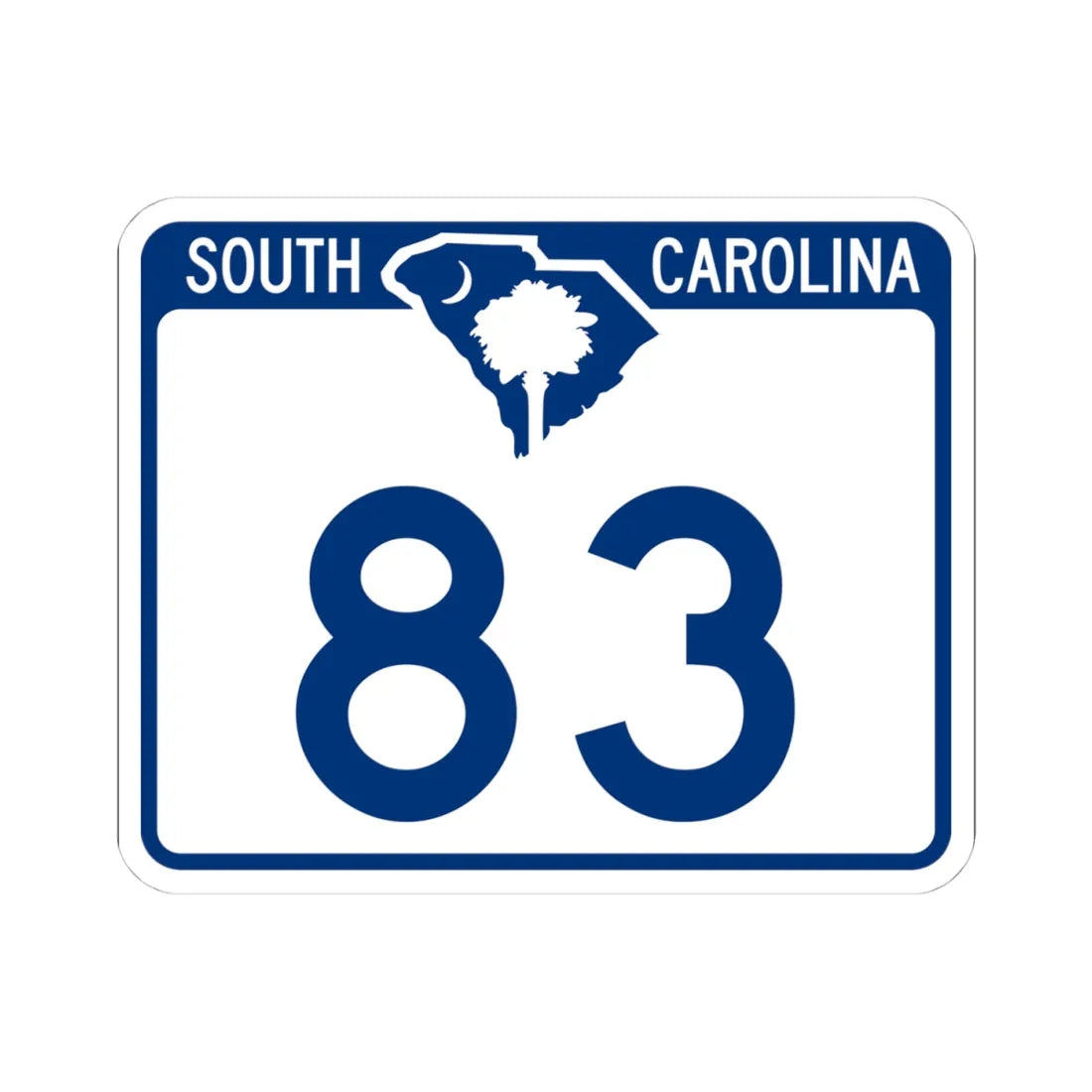 South Carolina 83 (South Carolina) (Road Sign) STICKER Vinyl Kiss-Cut Decal 4 Inch White - The Sticker Space