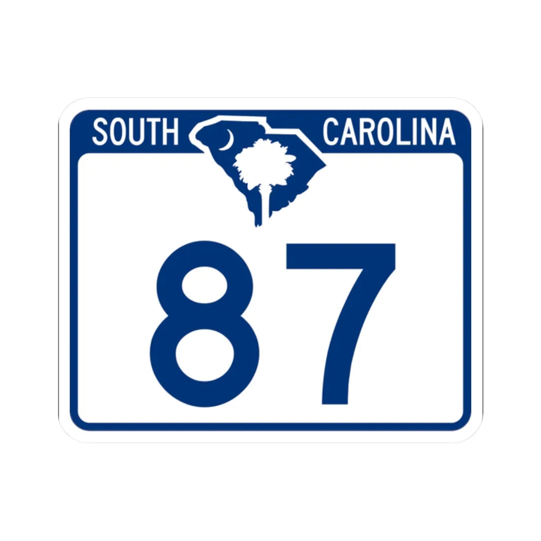 South Carolina 87 (South Carolina) (Road Sign) STICKER Vinyl Kiss-Cut Decal 2 Inch White - The Sticker Space