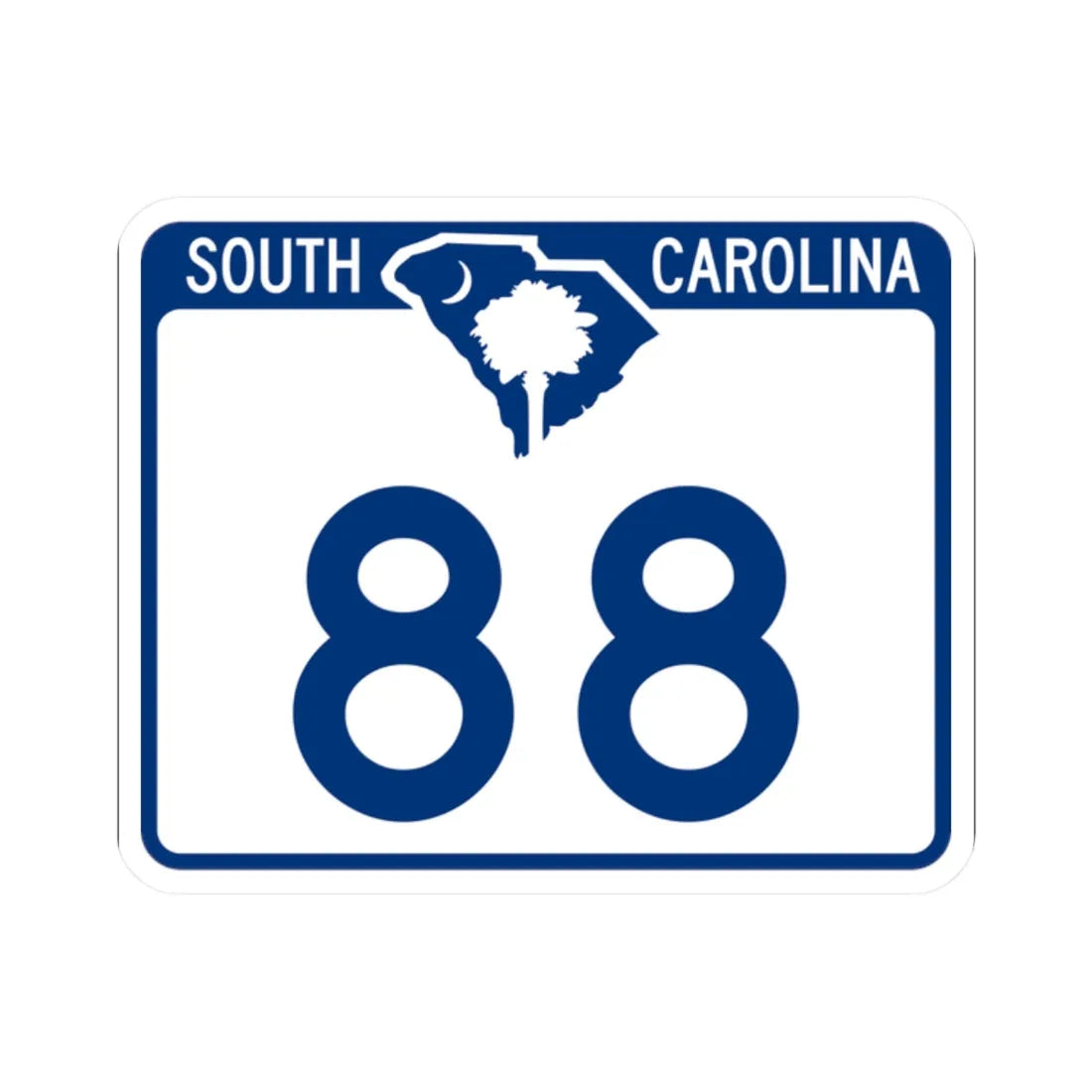 South Carolina 88 (South Carolina) (Road Sign) STICKER Vinyl Kiss-Cut Decal 2 Inch White - The Sticker Space