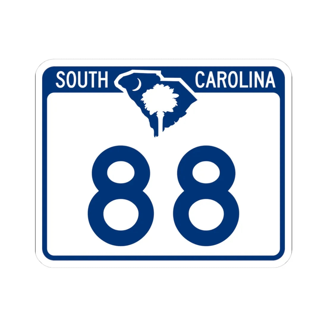 South Carolina 88 (South Carolina) (Road Sign) STICKER Vinyl Kiss-Cut Decal 3 Inch White - The Sticker Space