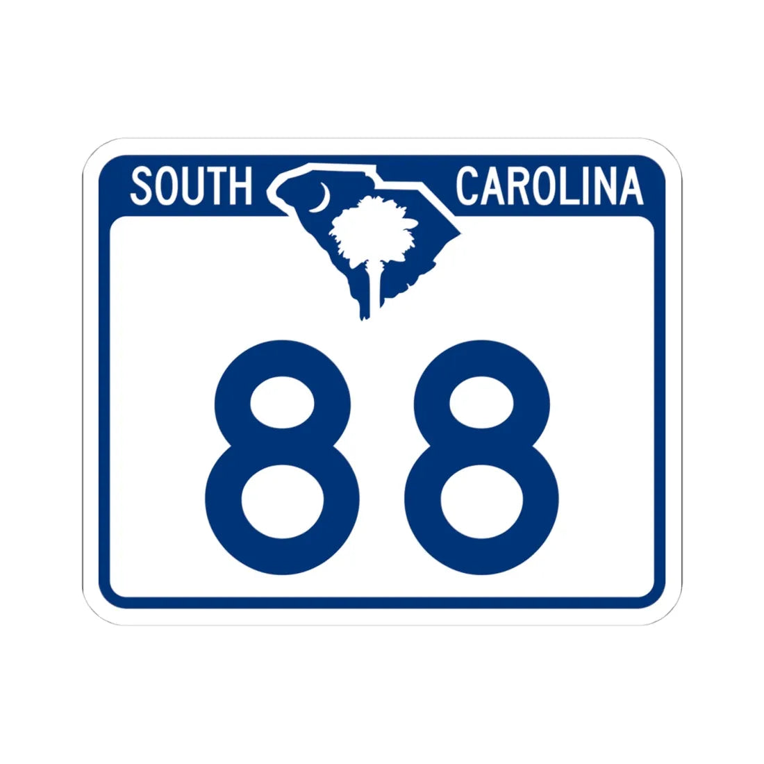 South Carolina 88 (South Carolina) (Road Sign) STICKER Vinyl Kiss-Cut Decal 4 Inch White - The Sticker Space