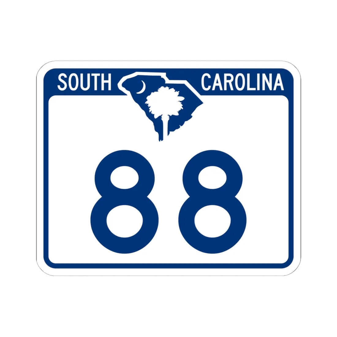 South Carolina 88 (South Carolina) (Road Sign) STICKER Vinyl Kiss-Cut Decal 6 Inch White - The Sticker Space