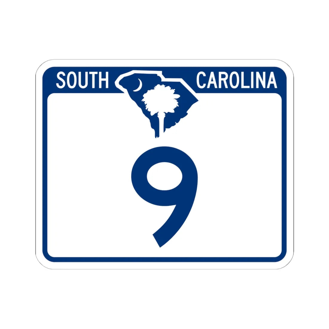 South Carolina 9 (South Carolina) (Road Sign) STICKER Vinyl Kiss-Cut Decal 6 Inch White - The Sticker Space
