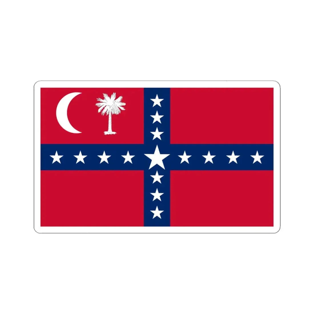 South Carolina Sovereignty-Secession Flag (United States) STICKER Vinyl Kiss-Cut Decal 6 Inch White - The Sticker Space