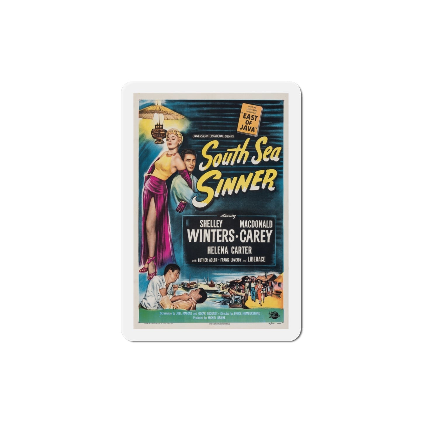 South Sea Sinner 1950 Movie Poster Die-Cut Magnet-4 Inch-The Sticker Space