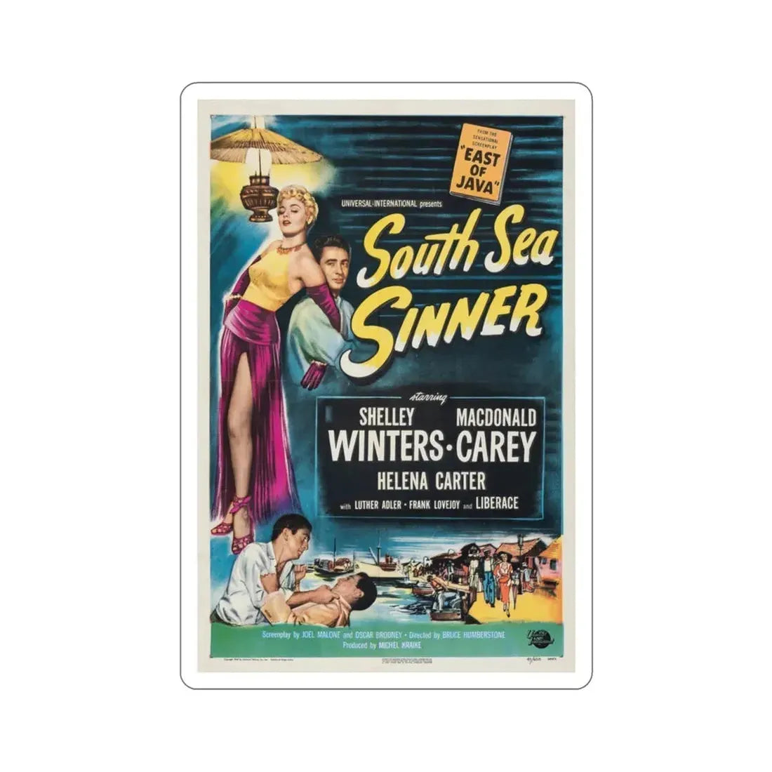 South Sea Sinner 1950 Movie Poster STICKER Vinyl Die-Cut Decal 3 Inch - The Sticker Space