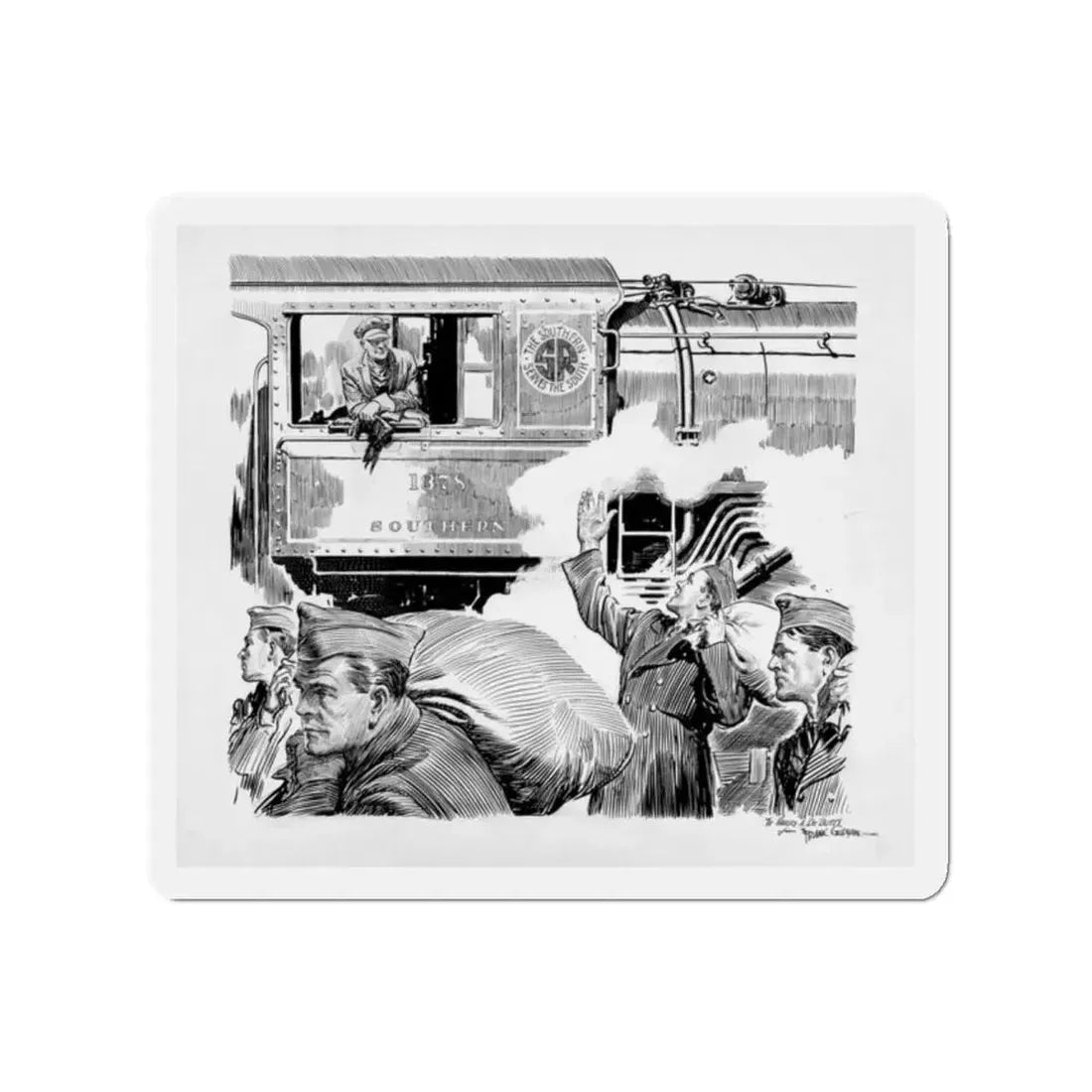 Southern Railroad (Magazine Illustration) Refrigerator Magnet 2 Inch Die-Cut - The Sticker Space