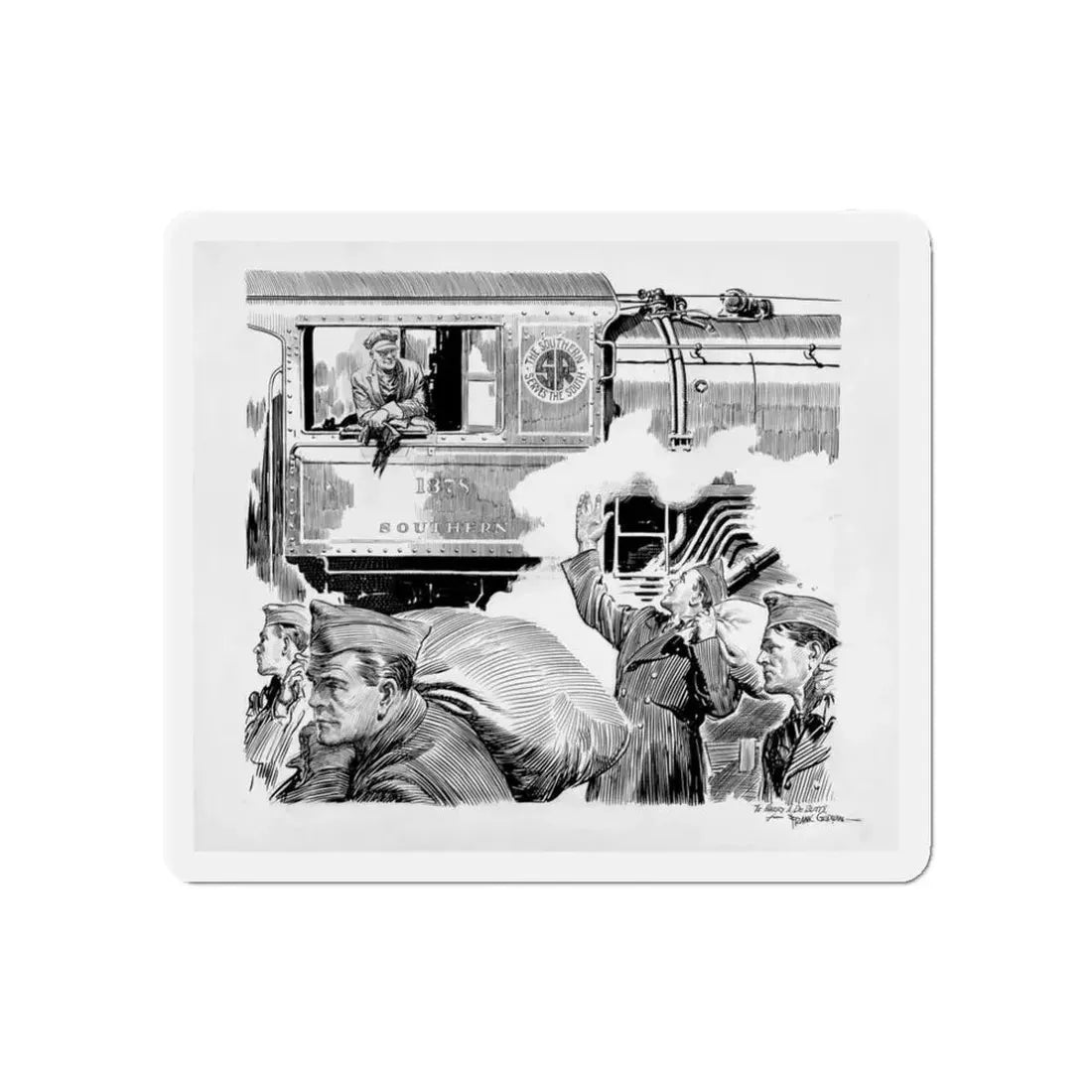 Southern Railroad (Magazine Illustration) Refrigerator Magnet 3 Inch Die-Cut - The Sticker Space