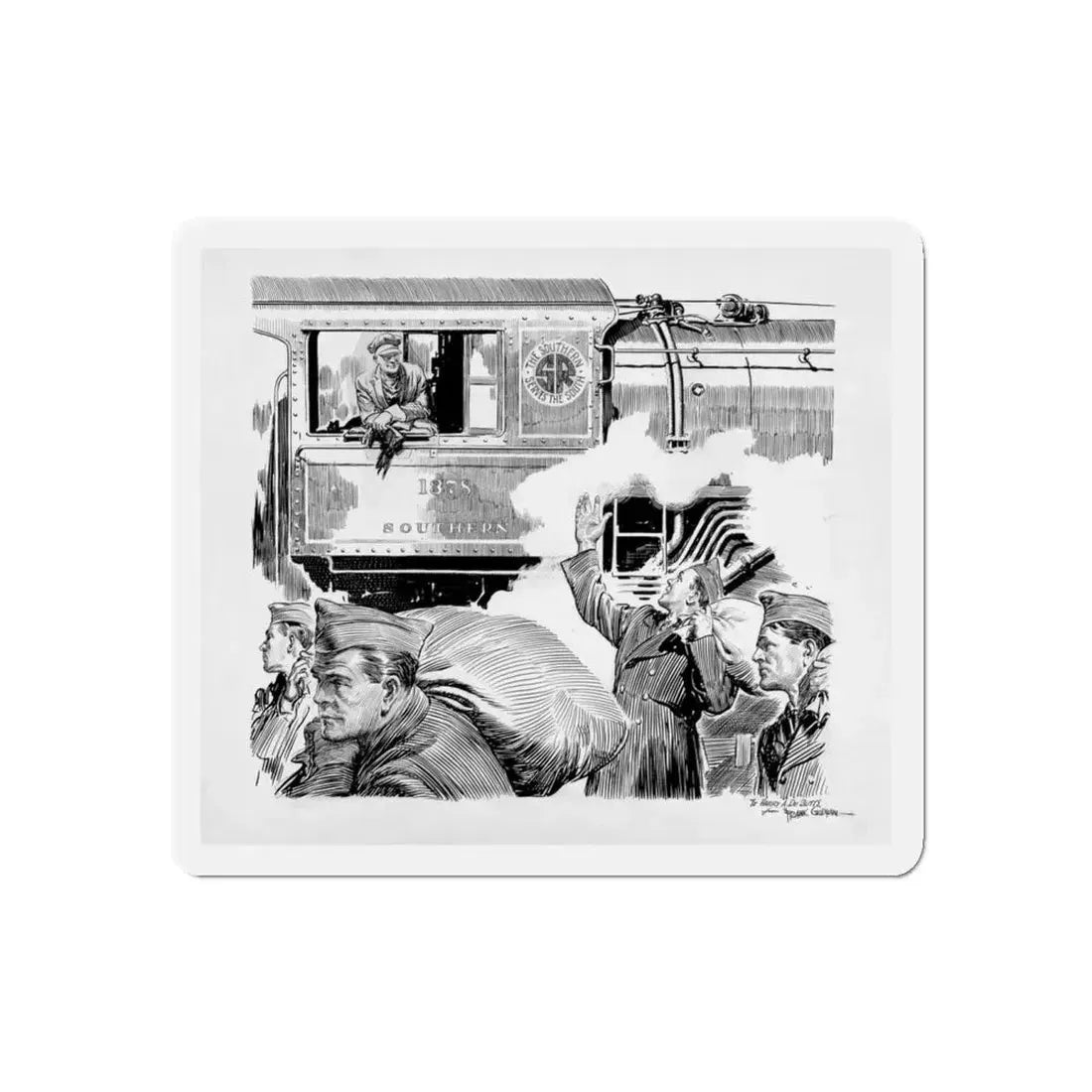 Southern Railroad (Magazine Illustration) Refrigerator Magnet 4 Inch Die-Cut - The Sticker Space