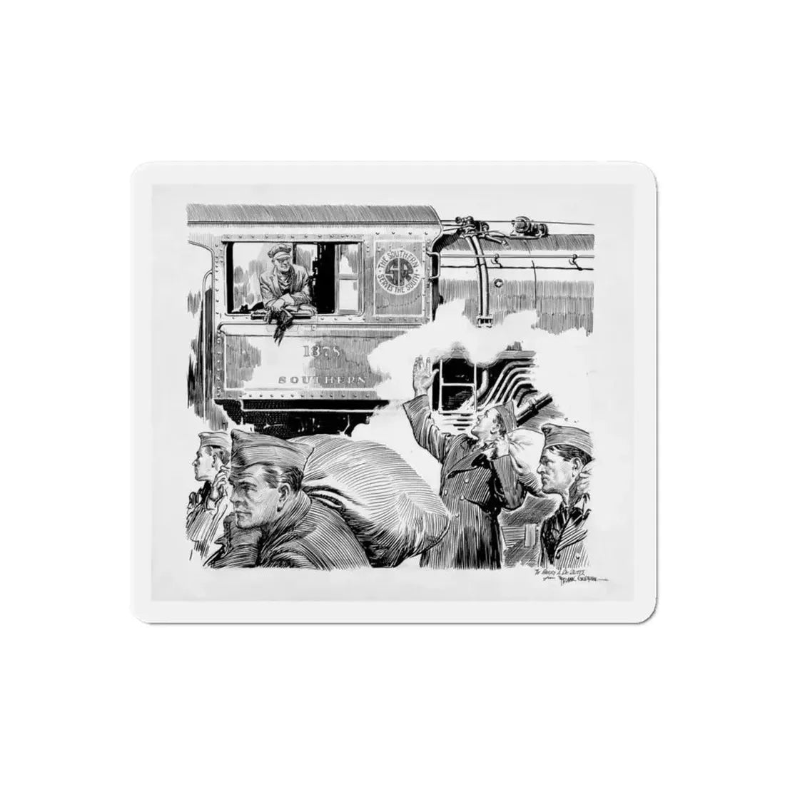 Southern Railroad (Magazine Illustration) Refrigerator Magnet 6 Inch Die-Cut - The Sticker Space