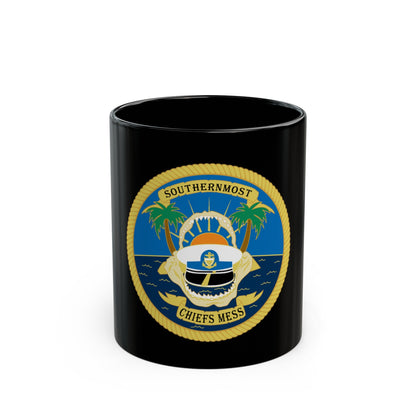 SOUTHERNMOST Chiefs Mess (U.S. Coast Guard) Black Coffee Mug-11oz-The Sticker Space