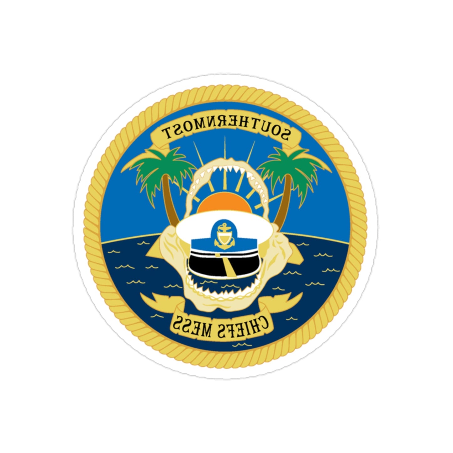 SOUTHERNMOST Chiefs Mess (U.S. Coast Guard) REVERSE PRINT Transparent STICKER-2" × 2"-The Sticker Space