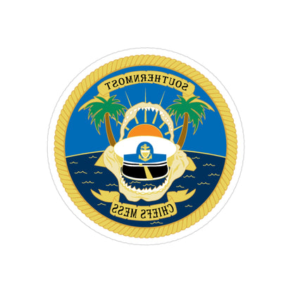 SOUTHERNMOST Chiefs Mess (U.S. Coast Guard) REVERSE PRINT Transparent STICKER-3" × 3"-The Sticker Space