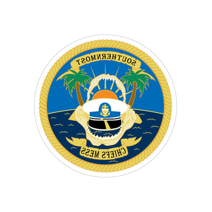 SOUTHERNMOST Chiefs Mess (U.S. Coast Guard) REVERSE PRINT Transparent STICKER-4" × 4"-The Sticker Space