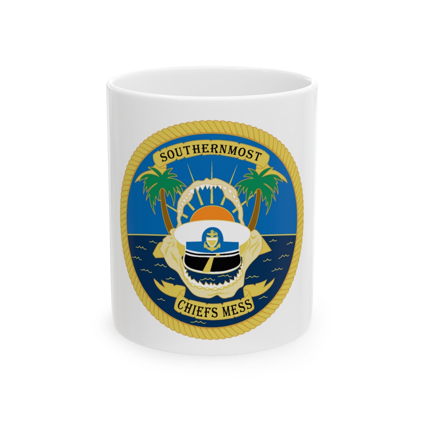 SOUTHERNMOST Chiefs Mess (U.S. Coast Guard) White Coffee Mug-11oz-The Sticker Space