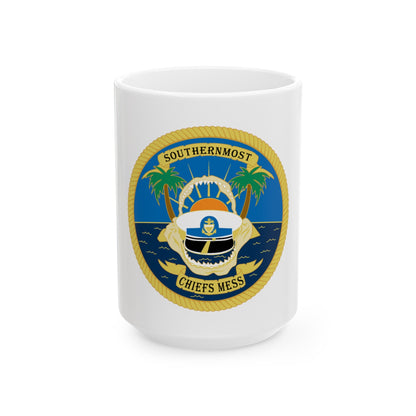 SOUTHERNMOST Chiefs Mess (U.S. Coast Guard) White Coffee Mug-15oz-The Sticker Space