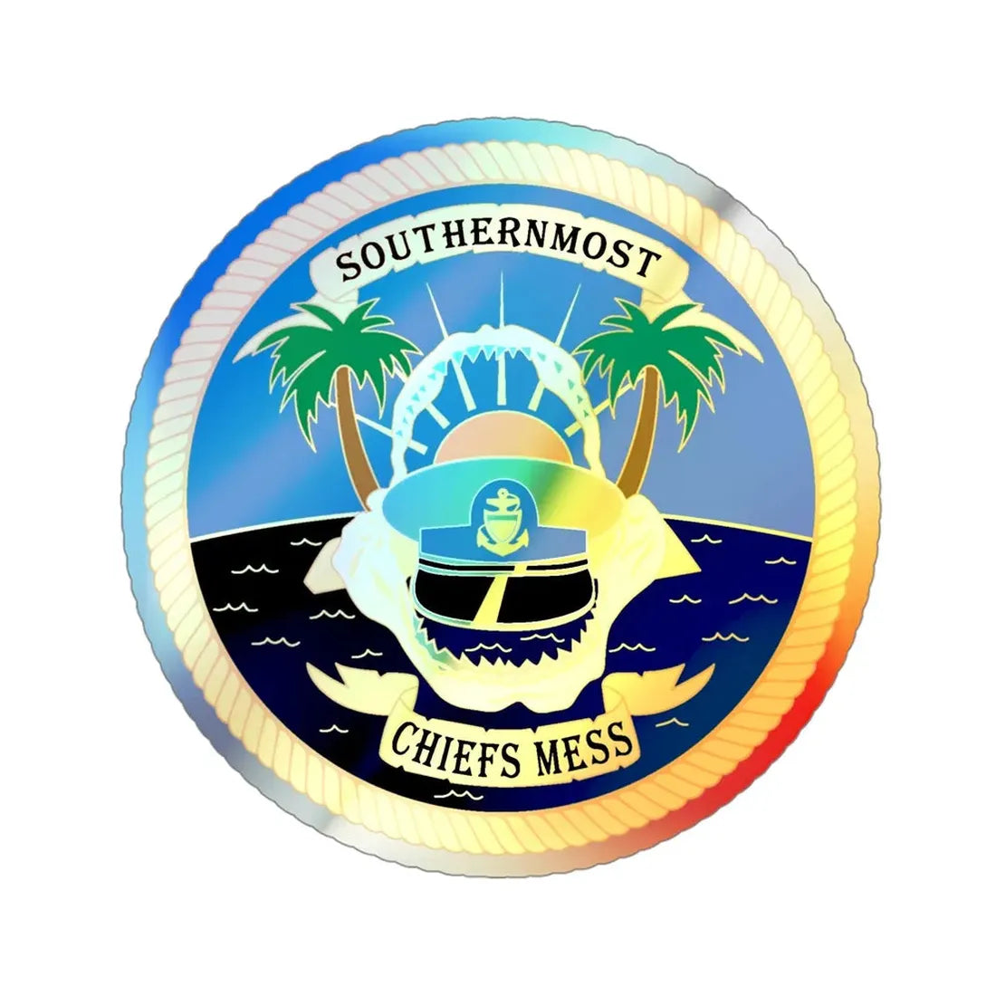 SOUTHERNMOST Chiefs Mess (U.S. Coast Guard) Holographic STICKER Die-Cut Vinyl Decal 4 Inch Holographic - The Sticker Space