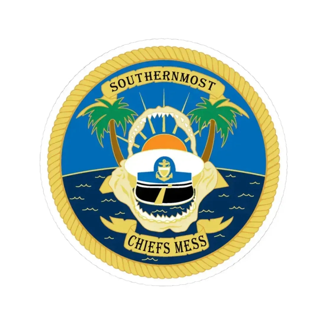 SOUTHERNMOST Chiefs Mess (U.S. Coast Guard) STICKER Vinyl Kiss-Cut Decal 3 Inch White - The Sticker Space