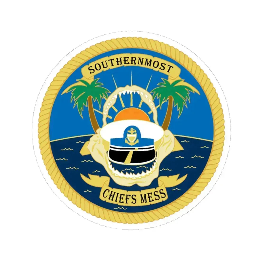 SOUTHERNMOST Chiefs Mess (U.S. Coast Guard) STICKER Vinyl Kiss-Cut Decal 4 Inch White - The Sticker Space