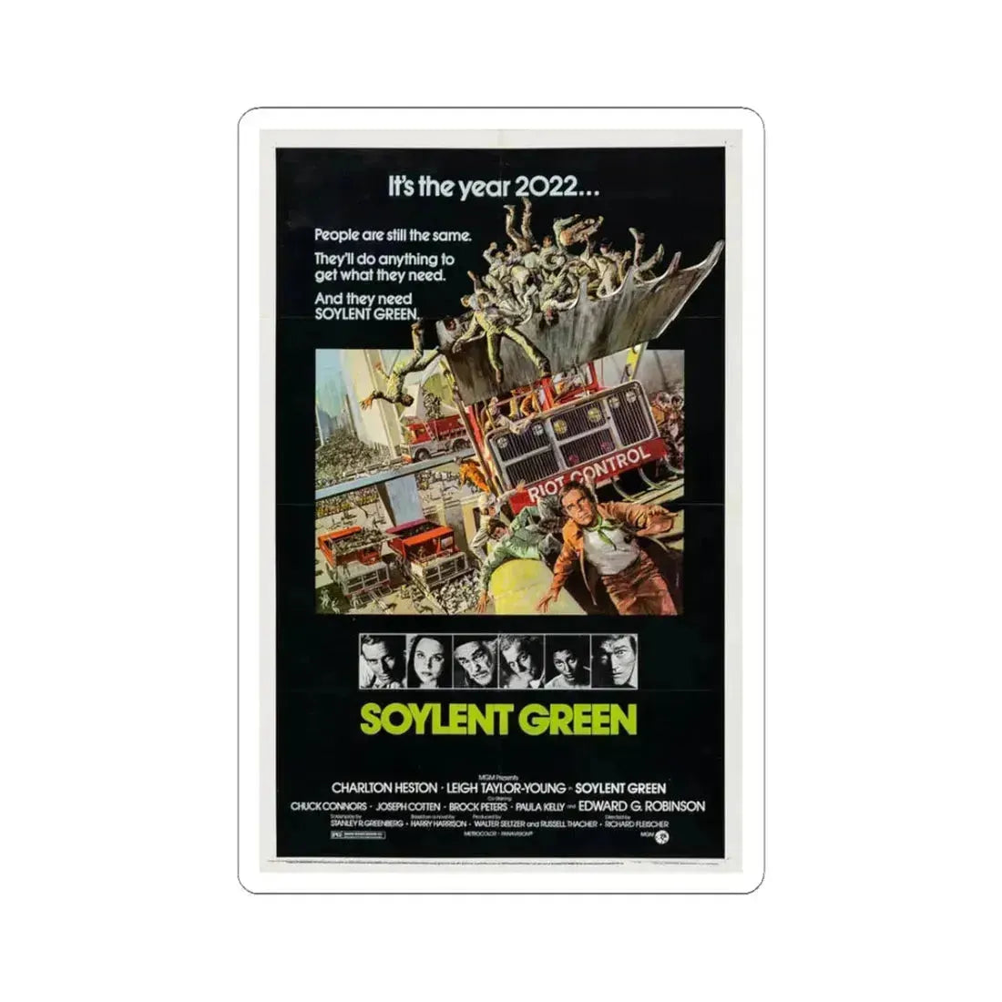 Soylent Green 1973 Movie Poster - STICKER Vinyl Kiss-Cut Decal 3 Inch White - The Sticker Space