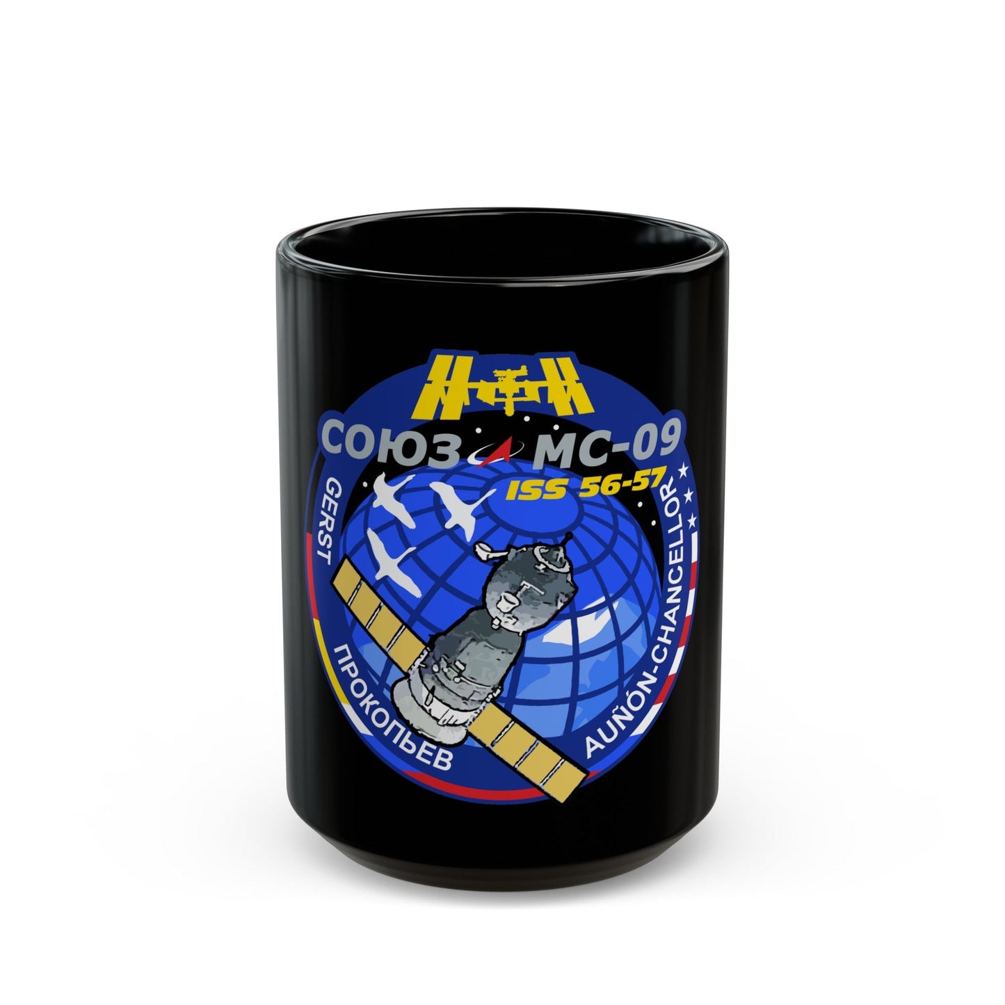 Soyuz MS-09 (Soyuz Programme) Black Coffee Mug-15oz-The Sticker Space