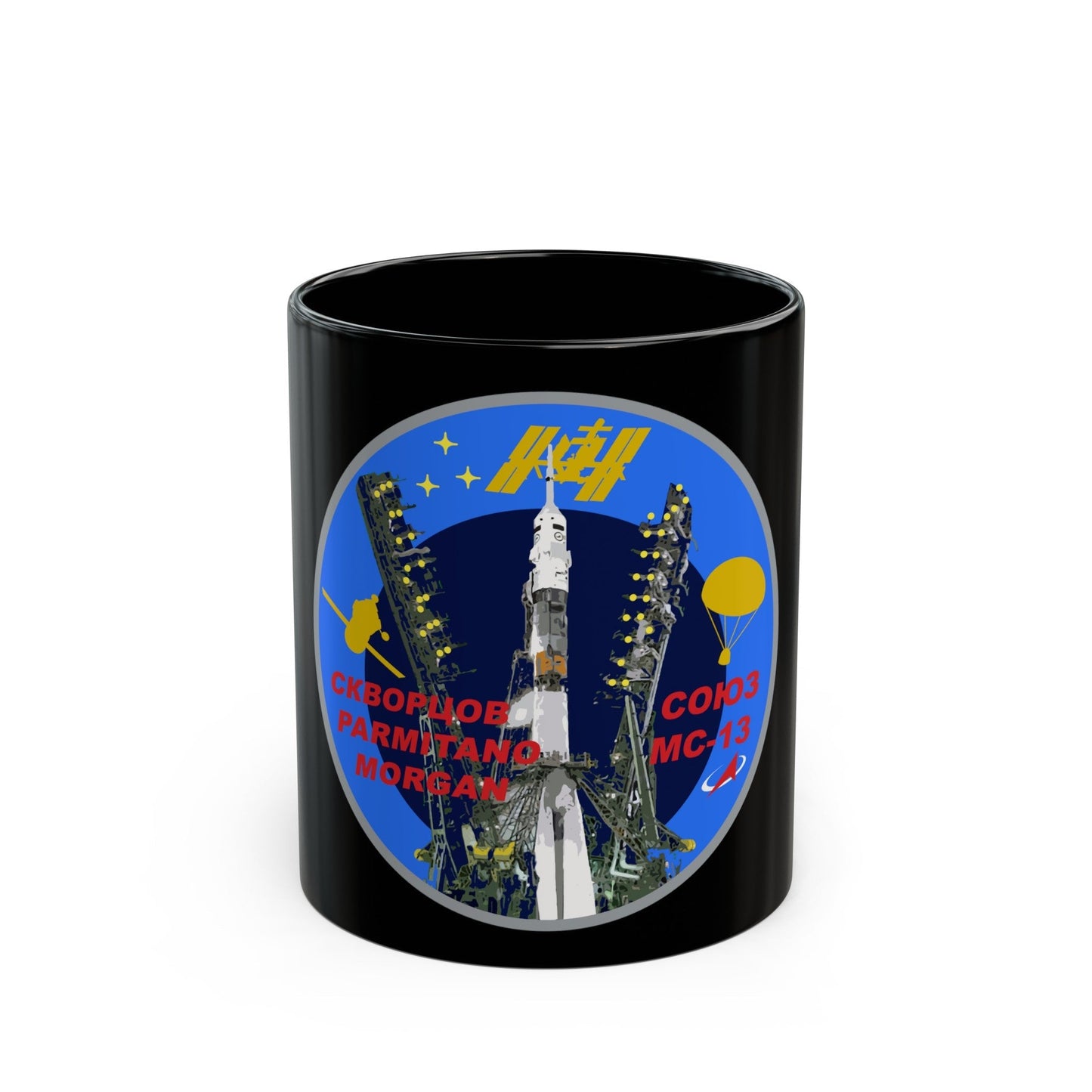 Soyuz MS-13 (Soyuz Programme) Black Coffee Mug-11oz-The Sticker Space