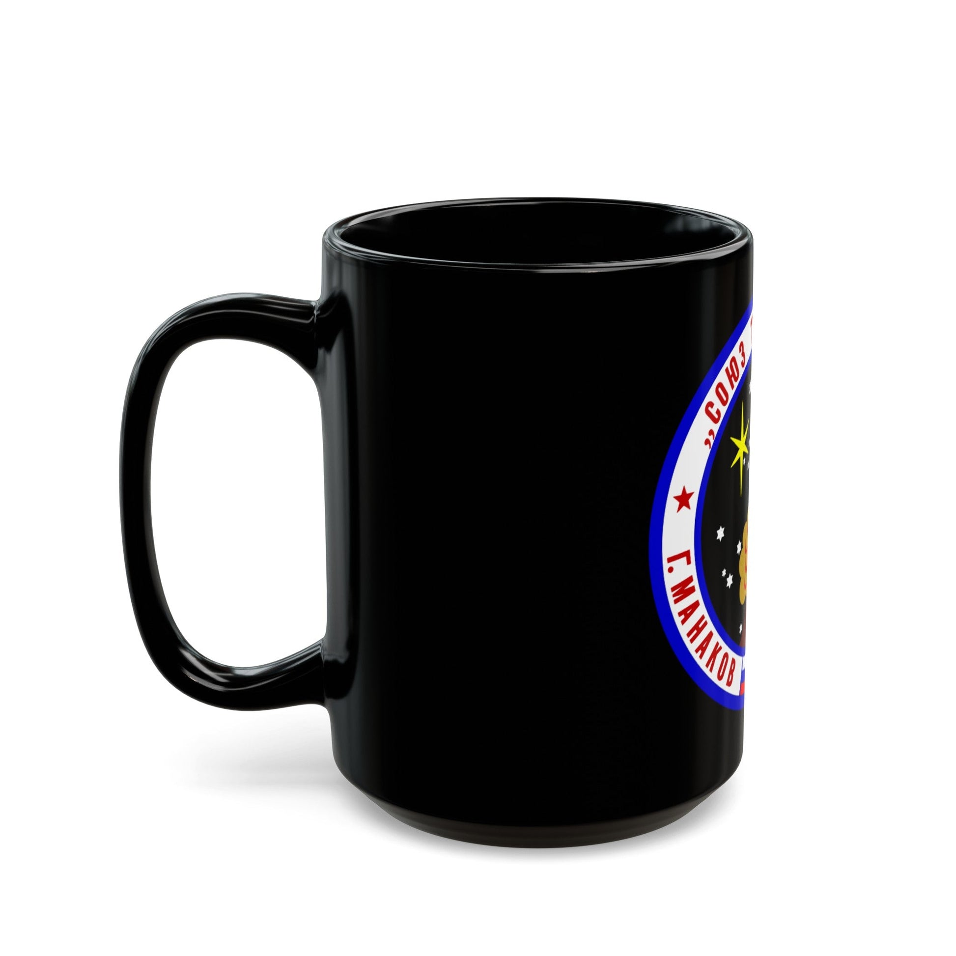 Soyuz TM-16 (Soyuz Programme) Black Coffee Mug-The Sticker Space