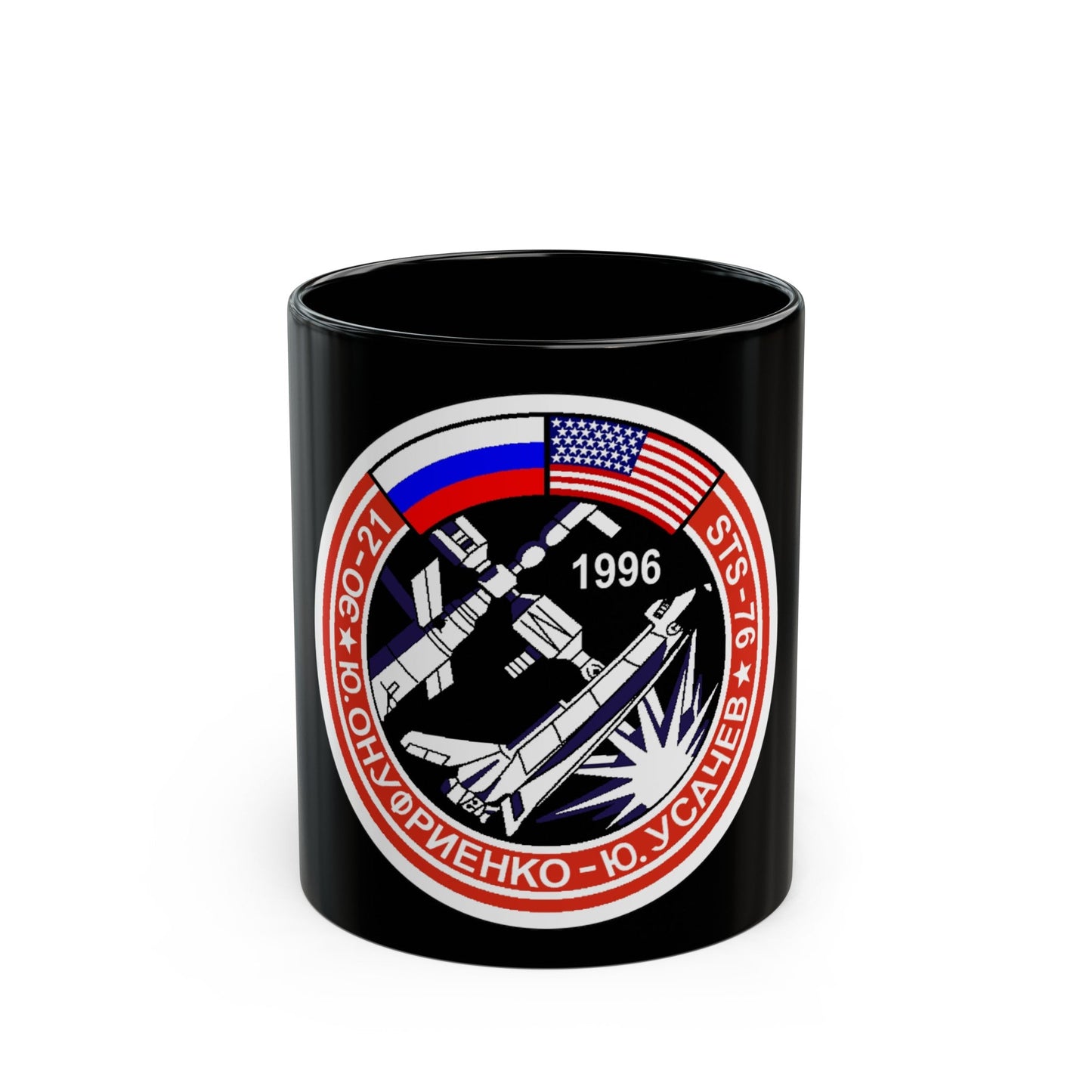 Soyuz TM-23 (Soyuz Programme) Black Coffee Mug-11oz-The Sticker Space