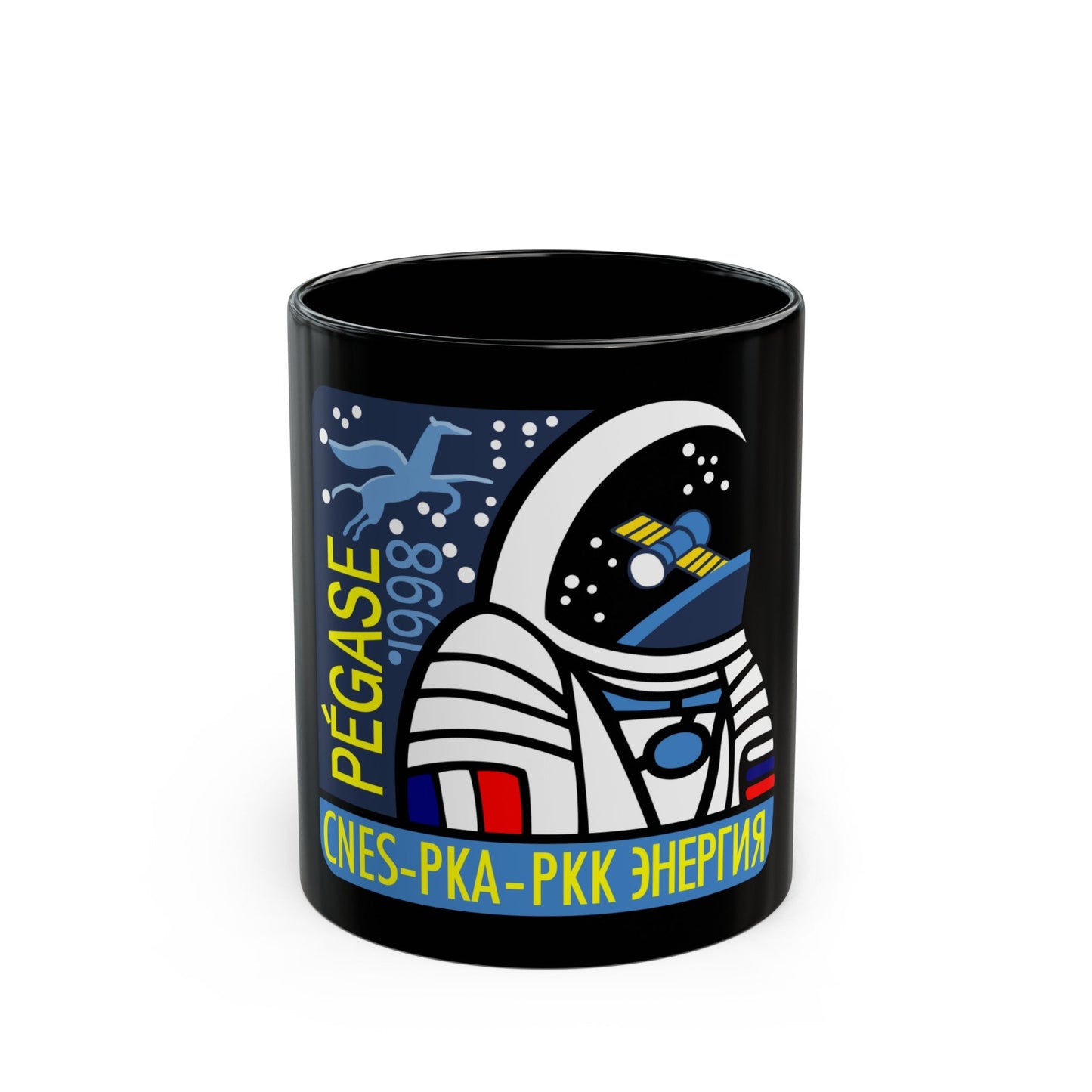 Soyuz TM-27 (Soyuz Programme) Black Coffee Mug-11oz-The Sticker Space