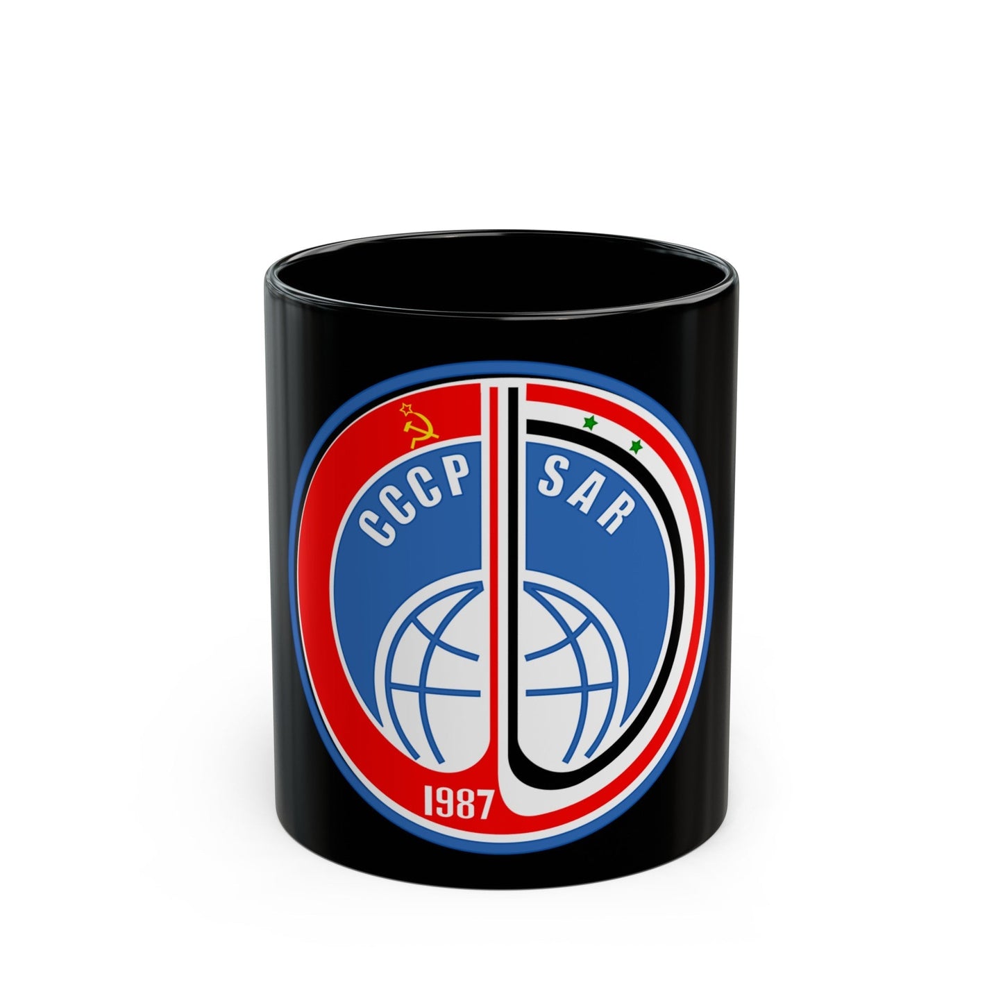 Soyuz TM-3 (Soyuz Programme) Black Coffee Mug-11oz-The Sticker Space