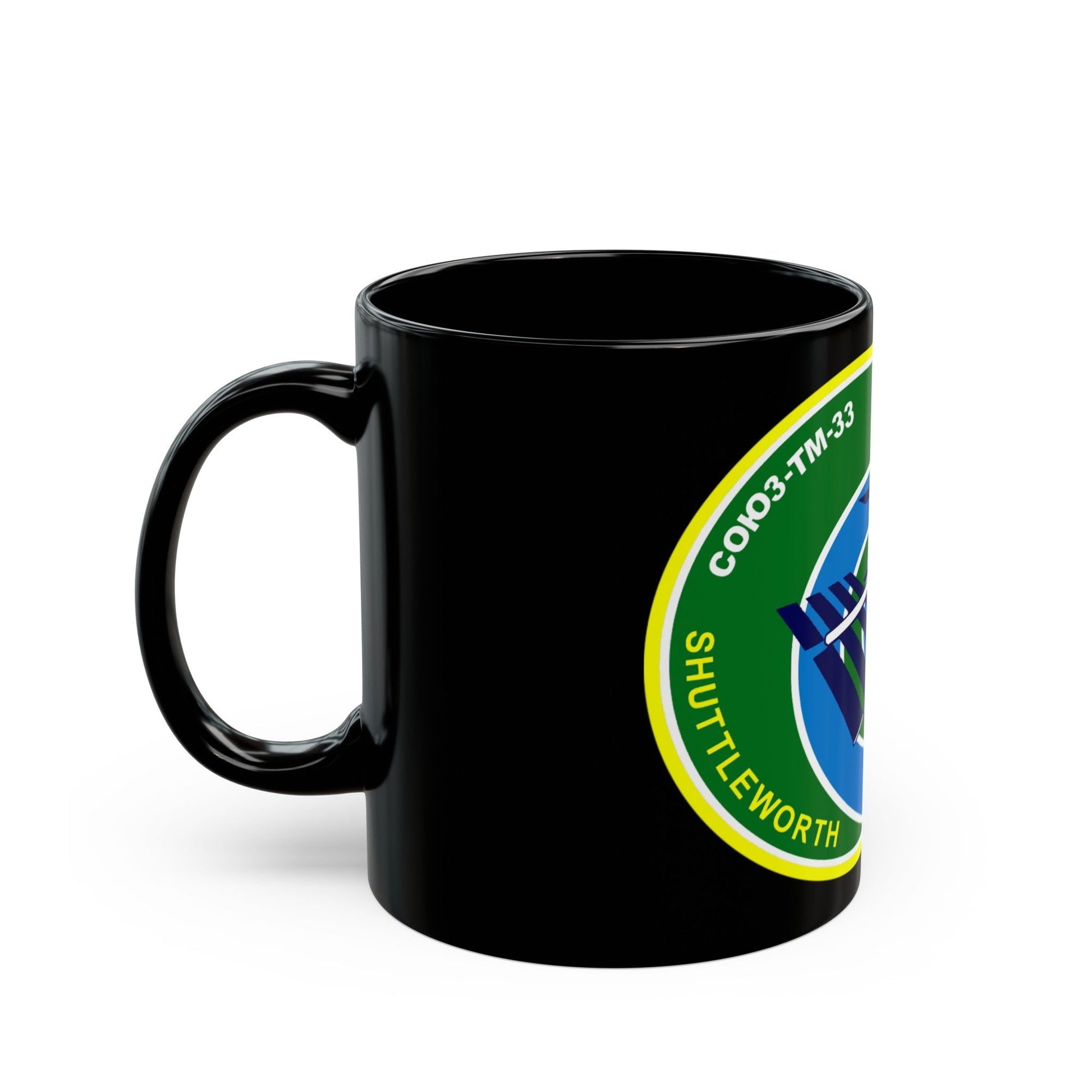 Soyuz TM-34 (Soyuz Programme) Black Coffee Mug-The Sticker Space