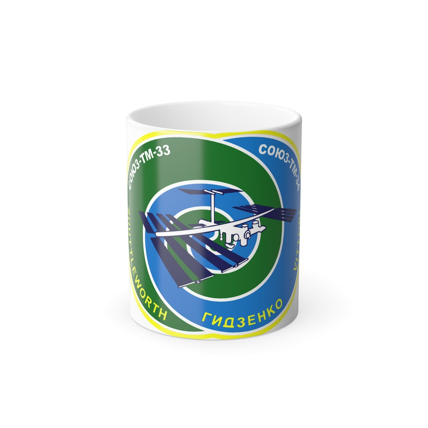 Soyuz TM-34 (Soyuz Programme) Color Changing Mug 11oz-11oz-The Sticker Space