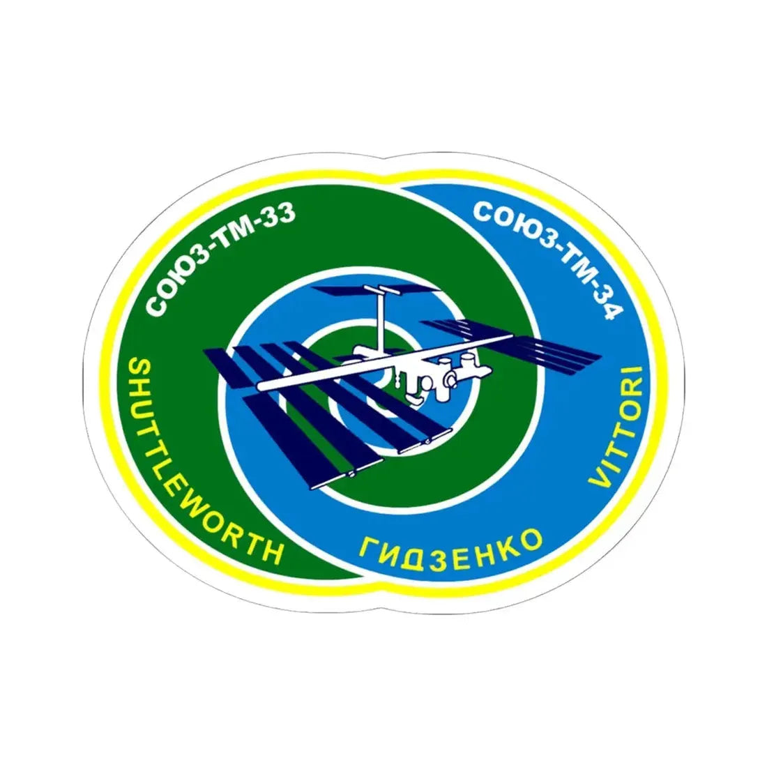 Soyuz TM-34 (Soyuz Programme) STICKER Vinyl Kiss-Cut Decal 6 Inch White - The Sticker Space