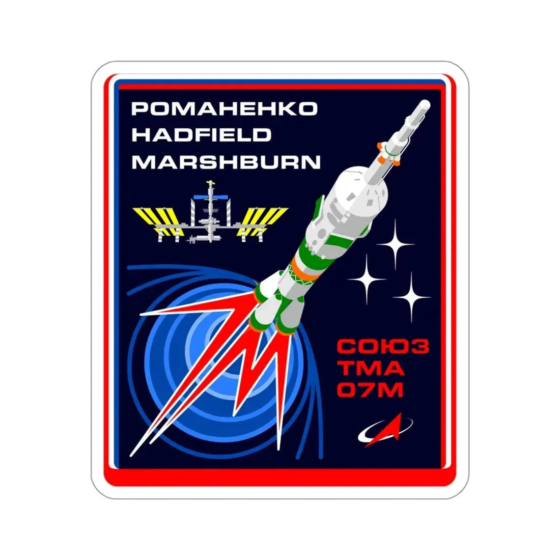 Soyuz TMA-07M (Soviet Space Program) STICKER Vinyl Die-Cut Decal 4 Inch - The Sticker Space