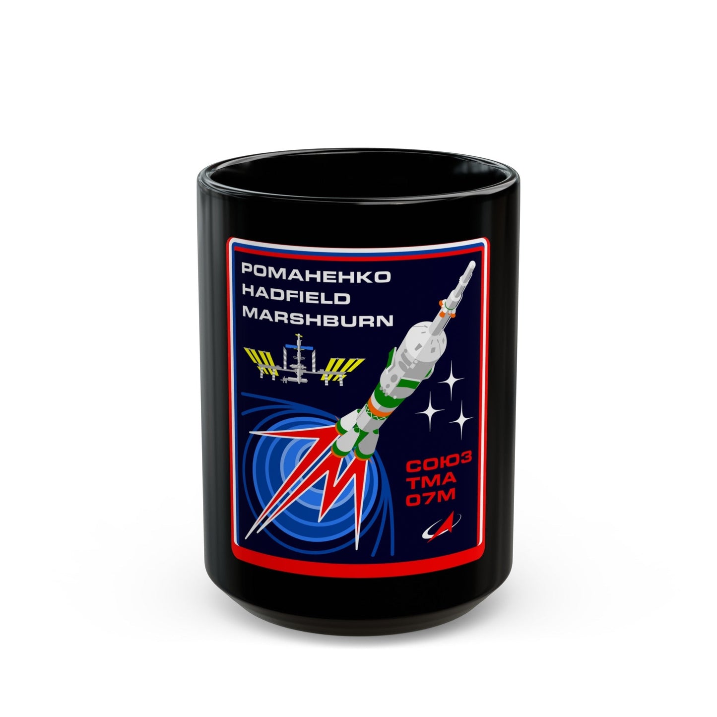 Soyuz TMA-07M (Soyuz Programme) Black Coffee Mug-15oz-The Sticker Space