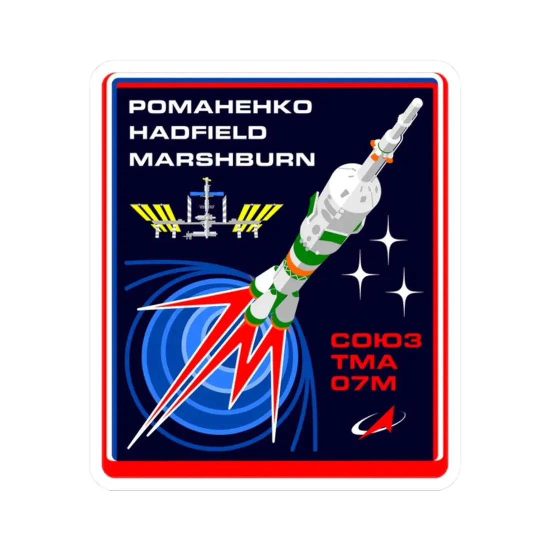 Soyuz TMA-07M (Soyuz Programme) STICKER Vinyl Kiss-Cut Decal 2 Inch White - The Sticker Space