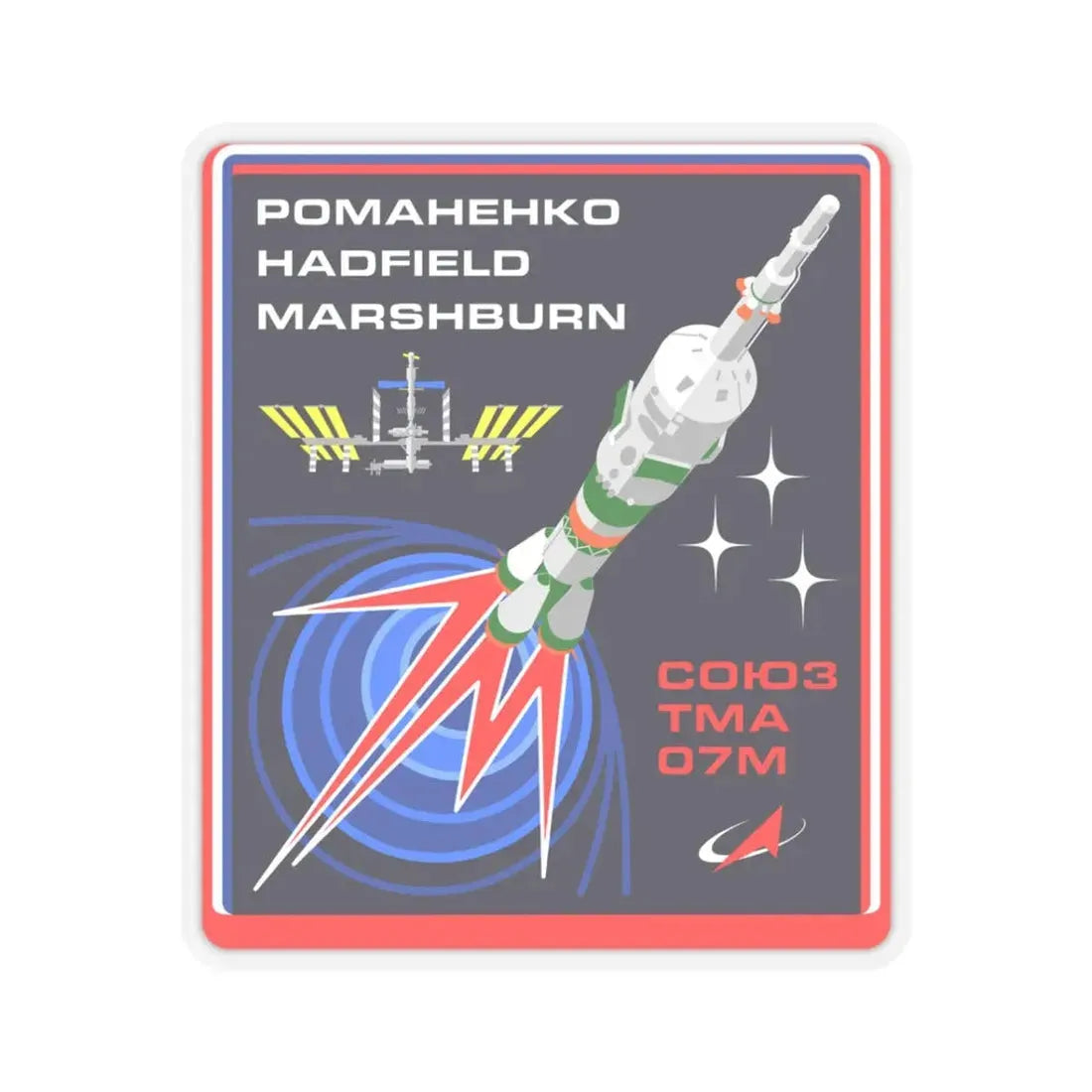 Soyuz TMA-07M (Soyuz Programme) STICKER Vinyl Kiss-Cut Decal 3 Inch Transparent - The Sticker Space