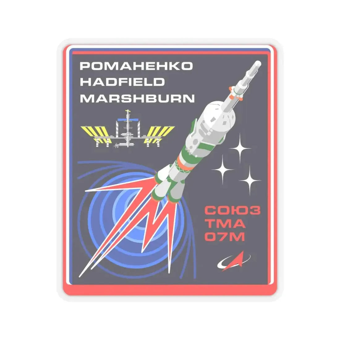 Soyuz TMA-07M (Soyuz Programme) STICKER Vinyl Kiss-Cut Decal 4 Inch Transparent - The Sticker Space