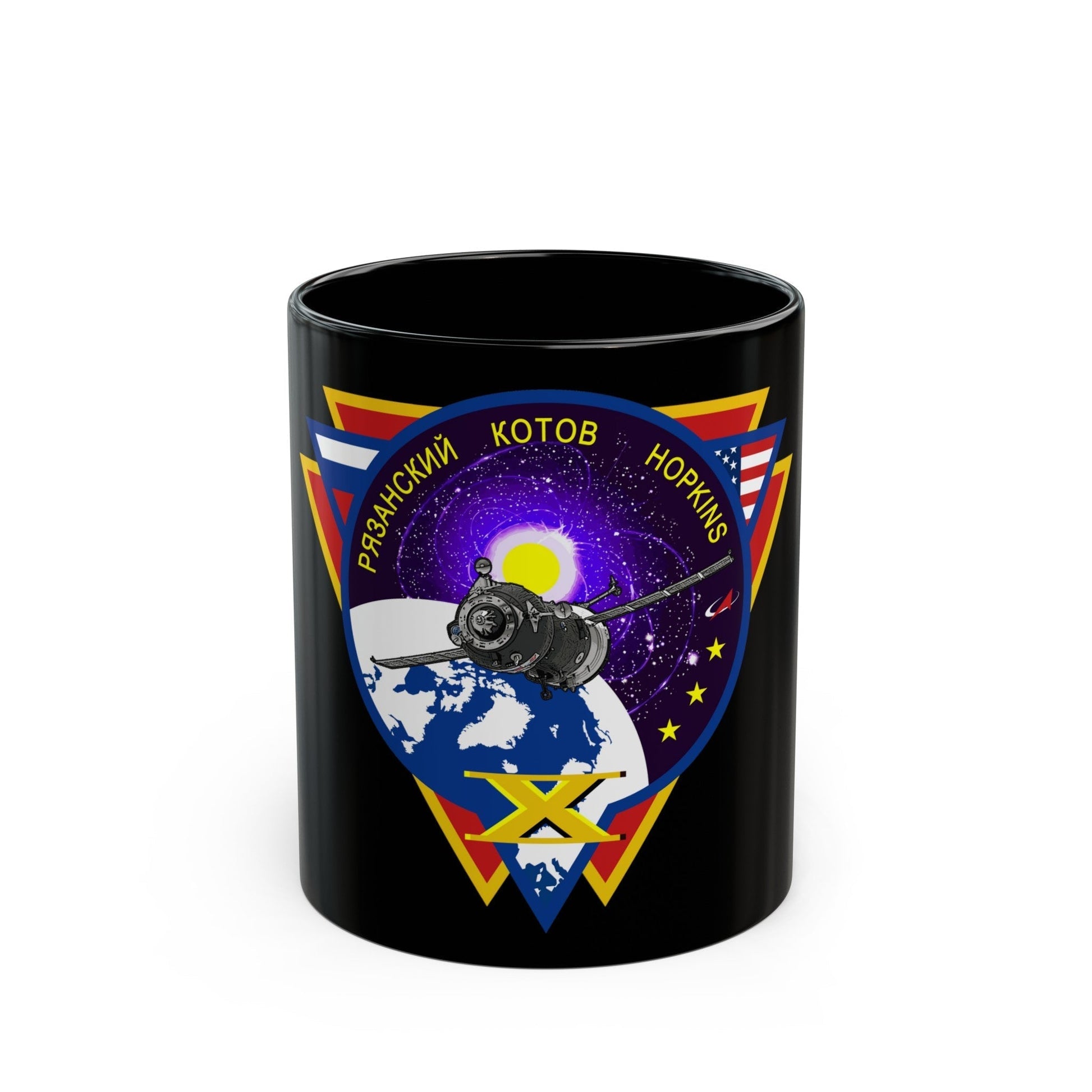 Soyuz TMA-10M (Soyuz Programme) Black Coffee Mug-11oz-The Sticker Space