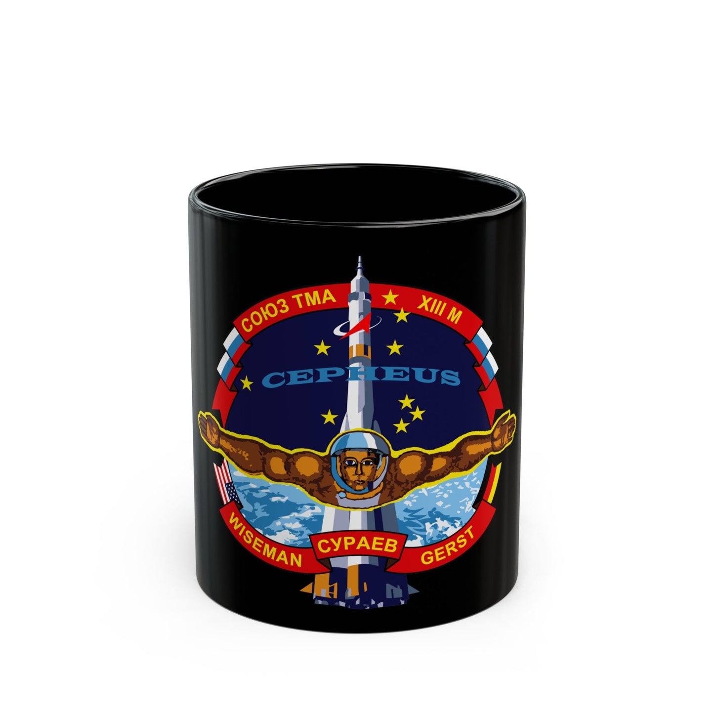 Soyuz TMA-13M (Soyuz Programme) Black Coffee Mug-11oz-The Sticker Space