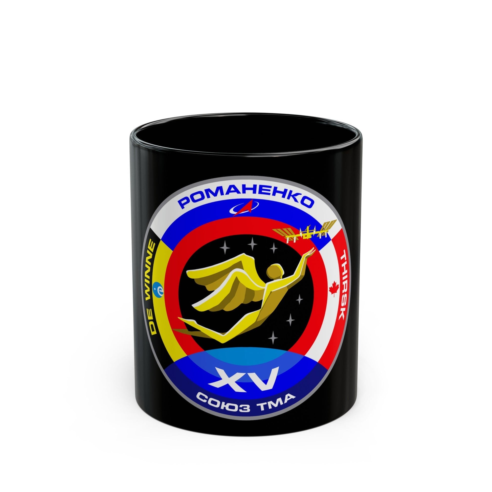 Soyuz TMA-15 (Soyuz Programme) Black Coffee Mug-11oz-The Sticker Space