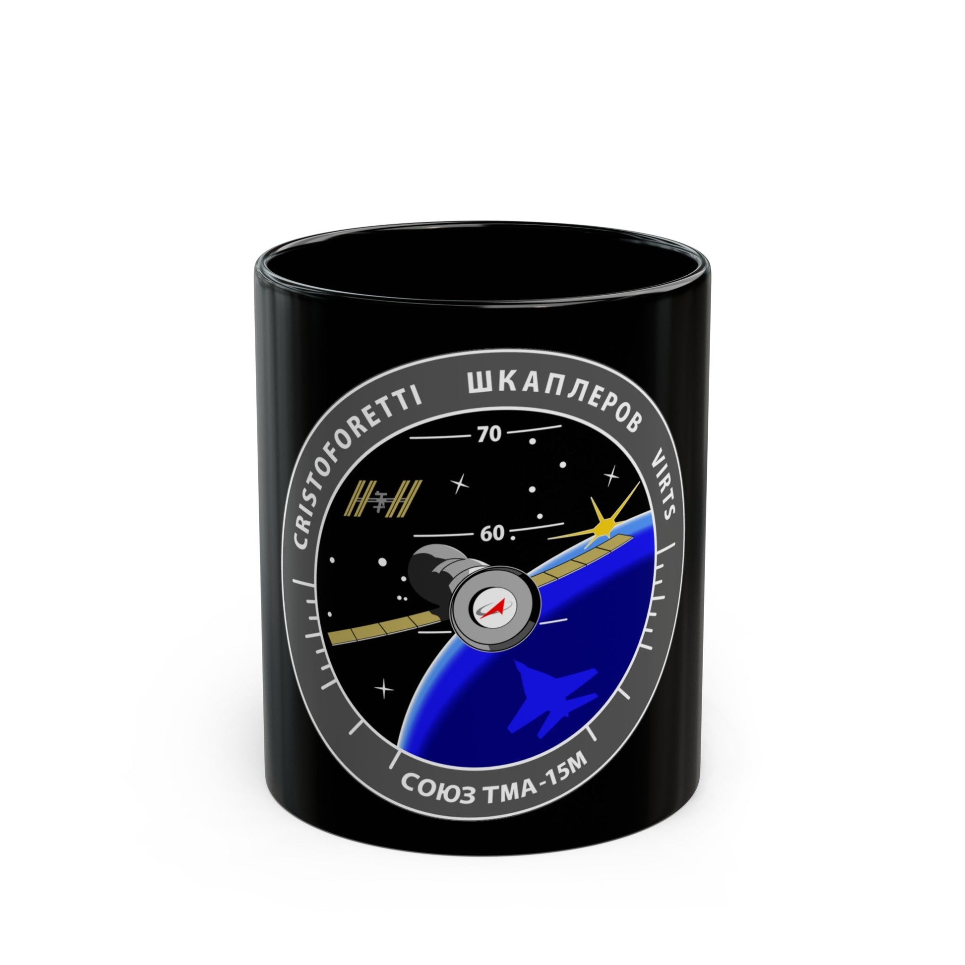 Soyuz TMA-15M (Soyuz Programme) Black Coffee Mug-11oz-The Sticker Space