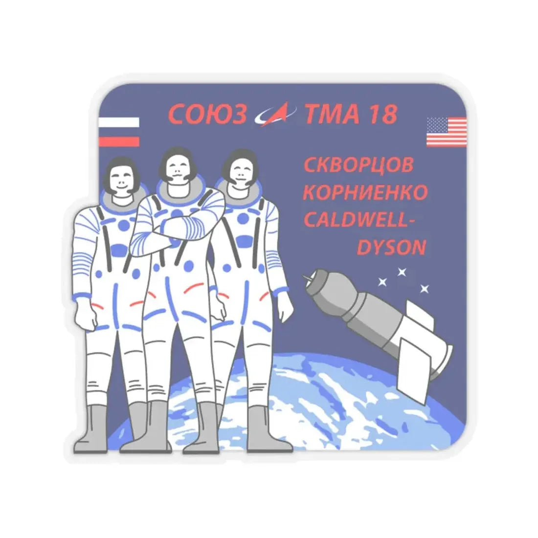 Soyuz TMA-18 (Soyuz Programme) STICKER Vinyl Kiss-Cut Decal 2 Inch Transparent - The Sticker Space