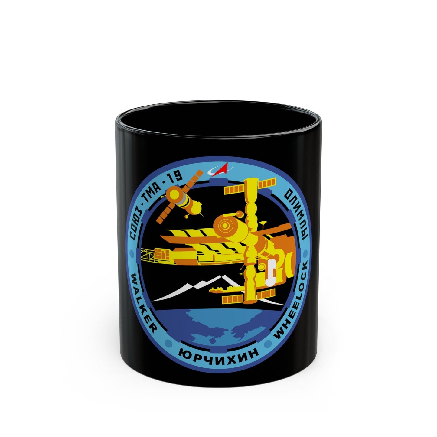 Soyuz TMA-19 (Soyuz Programme) Black Coffee Mug-11oz-The Sticker Space