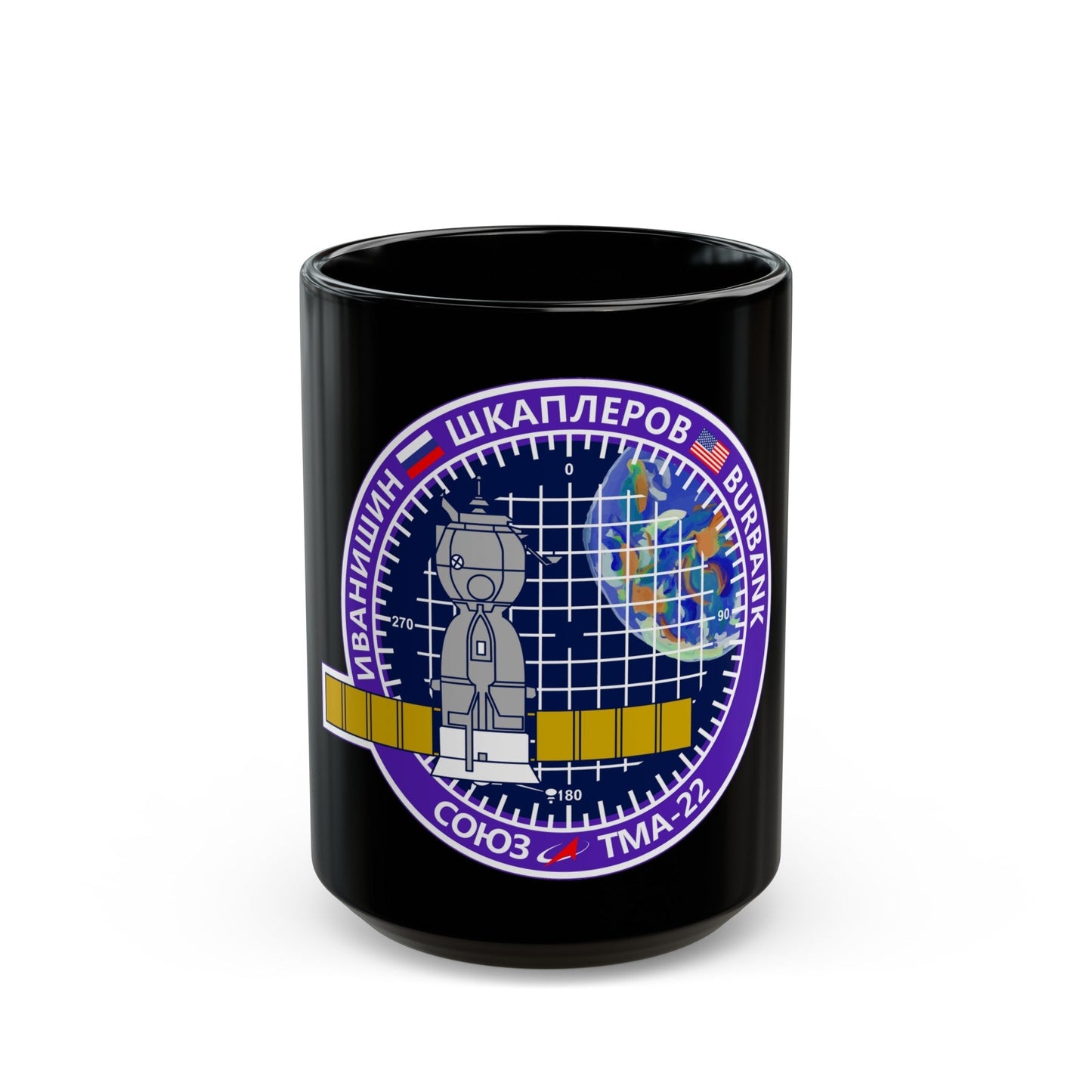 Soyuz TMA-22 (Soyuz Programme) Black Coffee Mug-15oz-The Sticker Space