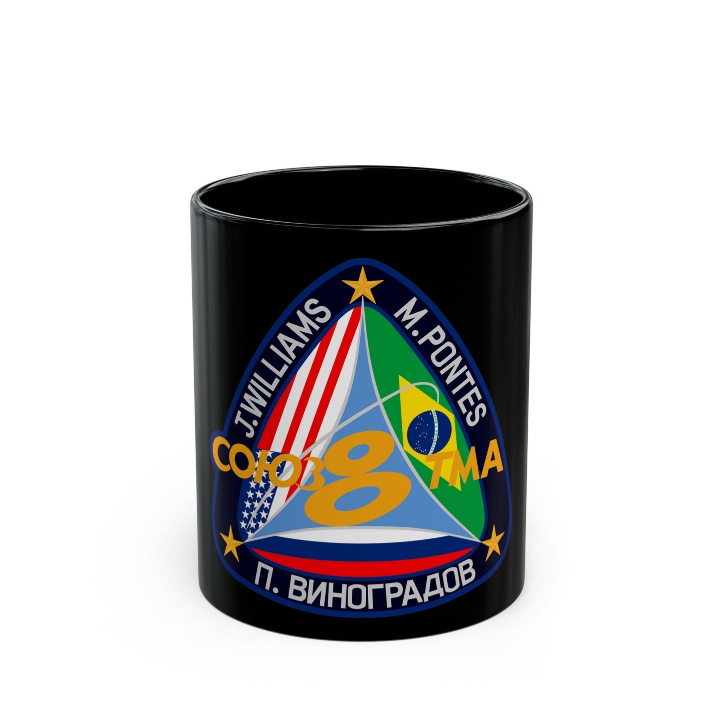 Soyuz TMA-8 (Soyuz Programme) Black Coffee Mug-11oz-The Sticker Space