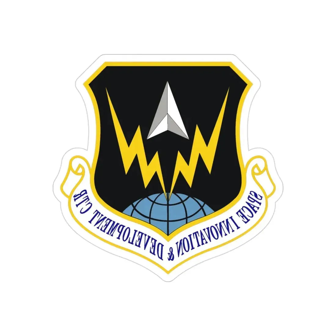 Space Innovation & Development Center (U.S. Air Force) REVERSE PRINT Transparent Die-Cut STICKER 3 Inch Die-Cut Transparent - The Sticker Space