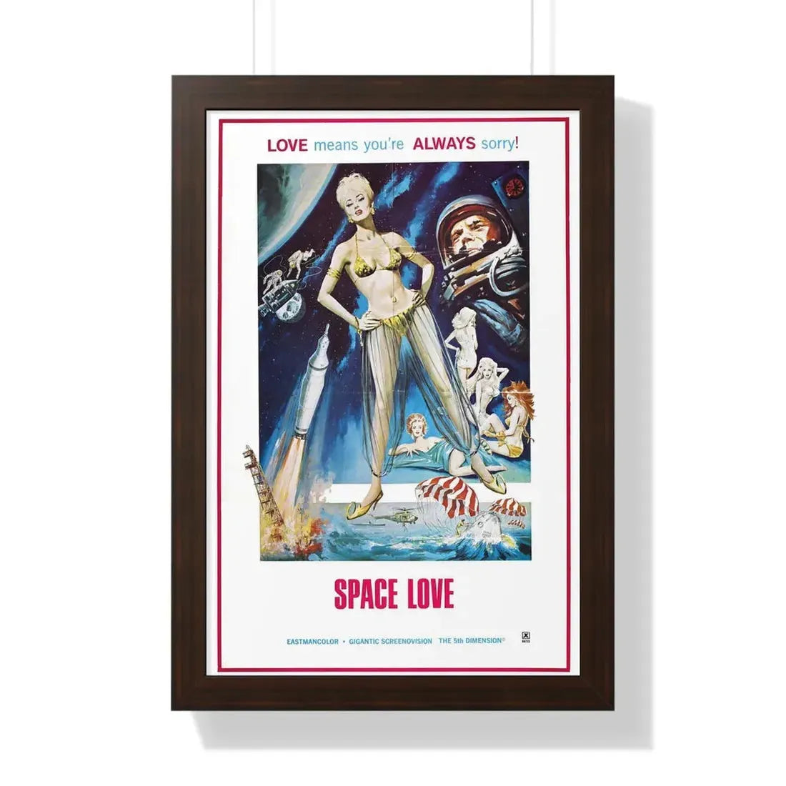 SPACE LOVE 1972 - Framed Movie Poster 16″ x 24″ Walnut - The Sticker Space