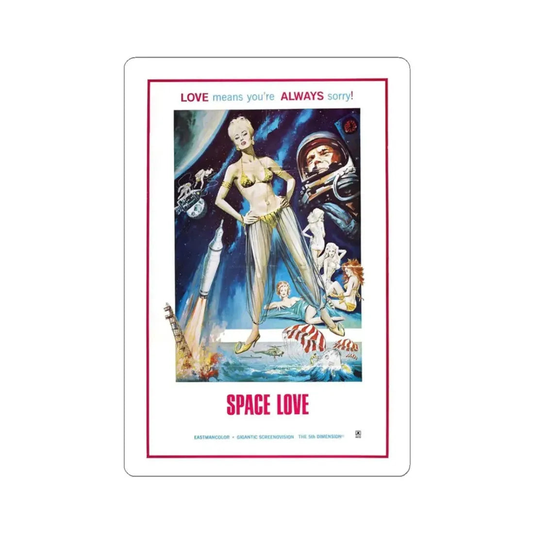 SPACE LOVE 1972 Movie Poster - STICKER Vinyl Kiss-Cut Decal 3 Inch White - The Sticker Space