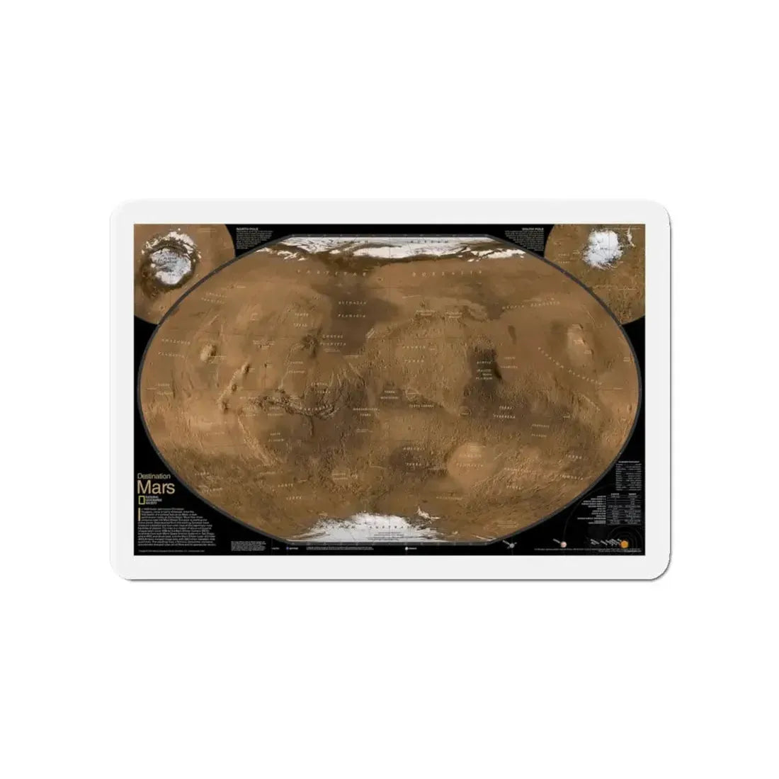 Space - MARS (2001) (Map) Refrigerator Magnet 4 Inch - The Sticker Space